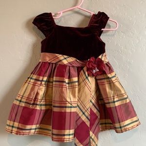 Plum Pudding brand (bought at Neumann Marcus) Holiday silk dress sz 12 months